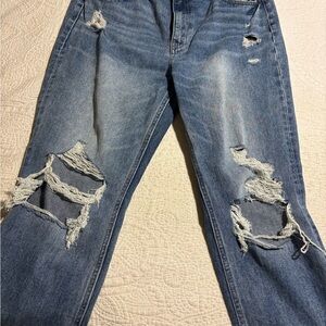 Flying Monkey Women's Distressed Light Blue Boyfriend Jeans